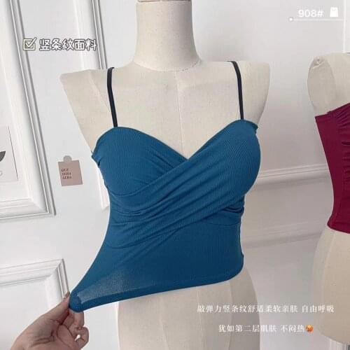 Short Top Sexy Women Sleeveless Tank Tops Crop Vest Beautiful Back Wear Tube Pure Cotton Inner Top Underwear with Chest Pad