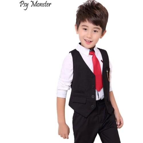 Suit For Boys Formal Tuxedo Dress Suits kids Weeding Sets Vest Pants 2pcs Children Flower Boys Birthday Costumes Clothing Set