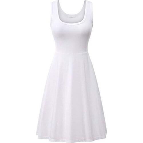 Summer Women Knee-Length Solid Color Elastic Sleeveless Square Neck Elegant Party Bodycon Dresses