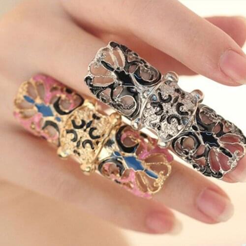Fashion Designer Finger Rings For Women Men Steampunk Exaggerate Rock Jewelry Gold Silver Hollow Out Point Rings #RI027