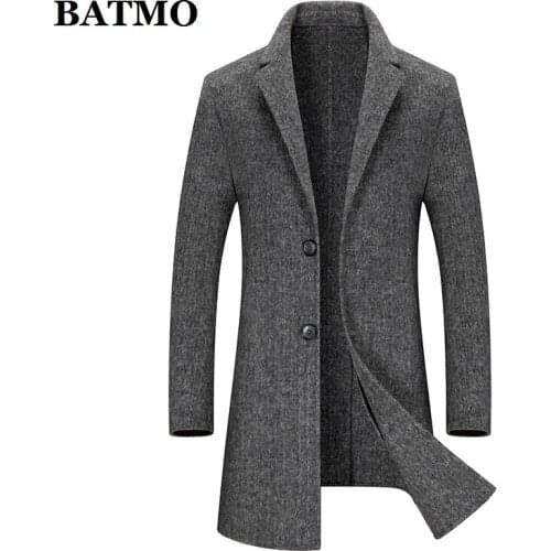 BATMO 2020 new arrival autumn high quality wool trench coat men,mens wool jackets ,plus-size M-XXXL 19B027