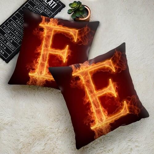 Flame letter cushion cover Polyester Throw Pillow Case Home Decoration Pillowcase Super Soft Short Plush Cushion Cover Funda