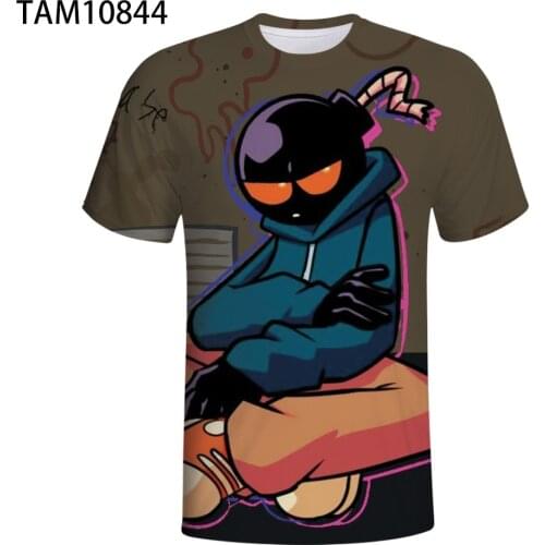 FNF Whitty Newest Whitty Fashion Mens and Womens GF Rhythm Game Mens Harajuku Fabric Street T-Shirt O-Neck Top