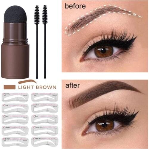 New Brow Stamp Shaping Kit Waterproof Soft Sponge Eyebrow Powder Long Lasting Natural Shape Brow Stamp Contouring Stick