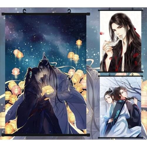 Grandmaster of Demonic Cultivation Wei Wuxian Lan Wangji Wallpaper Poster Wall Scroll Hanging Painting Cosplay Decoration Gift