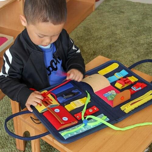 Educational Bag Brain Development Multifunctional Felt Toddlers Foldable Sensory Toy Pack for Gift