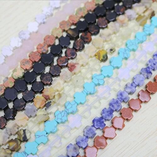 Wholesale Natural Cross Shape Stone Beads 15" for Earrings Bracelet Necklace Jewelry DIY Accessories 8x8mm