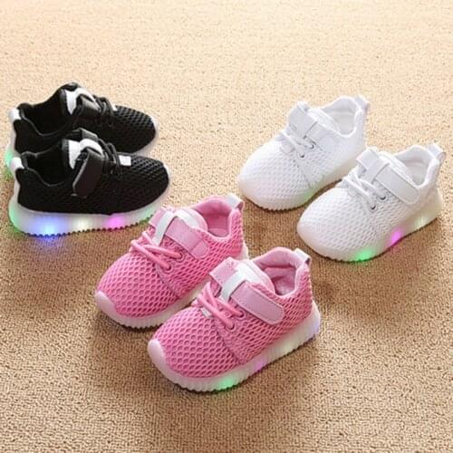 Bobora Autumn Children Sneakers Casual Kids Boys Shoes Girls Fashion LED Lights Shoes PU Anti-slip Sports
