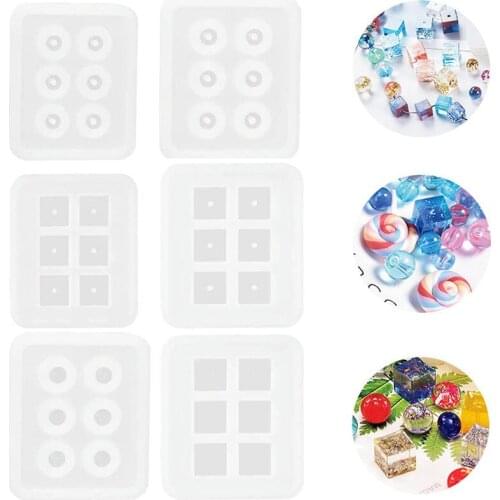 QIAOQIAO DIY Popular6 Stijlen Kralen Vierkante Bal 6 Opknoping Gaten Diy Epoxy Sieraden Mold Hars Mallen Voor Sieraden