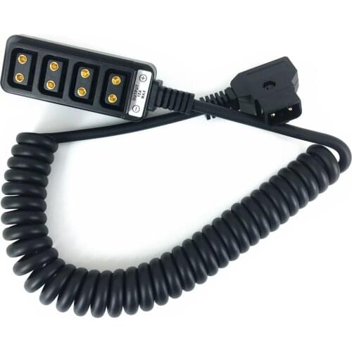 Male D-Tap Power Tap to 4 Female D-Tap P-Tap Hub Adapter Spring Cable for Sony Lanparte Kingma Rolux Anton V Mount Battery
