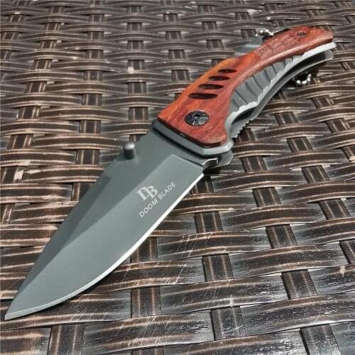 Folding Knives 8cr15mov Blade Steel + Wood Handle Hunting Tactical Combat Pocket Knife for Outdoor Survival Camping and EDC