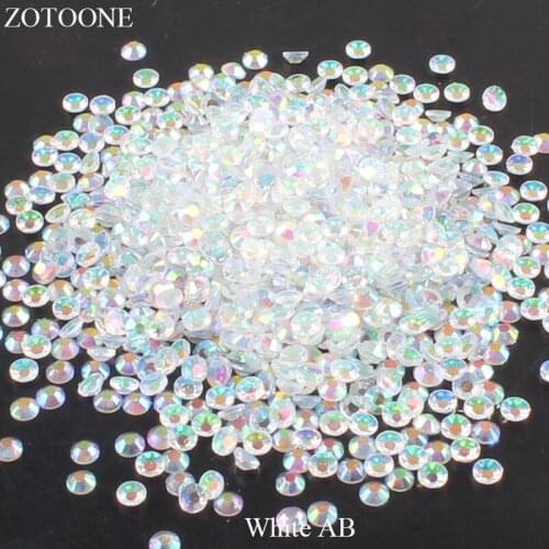 White AB Resin Flat Back Crystal Nails Non Hotfix Rhinestone For Clothes Decoration Stones And Crystals Applique E