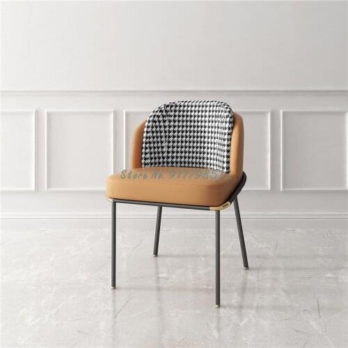 Light luxury modern PU leather dining chair creative sales office negotiation chair net red fashion makeup dressing chair fabric