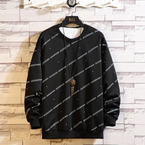 Letter Print Sweatshirt Men Plus Size Pullover 2021 Autumn New Japanese Harajuku Unisex Hip Hop Casual Oversized Hipster Hoodies