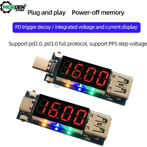 Type-C PD2.0 PD3.0 Voltmeter Fast Charge Trigger DC Digital Display Voltage Current Meter Tester Detector Full Protocol PPS