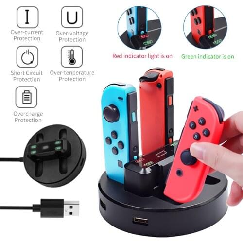 AOLION 4in1 Charging Base For Nintendo Switch Controller Stand Charger Station For N-Switch Charger For NS