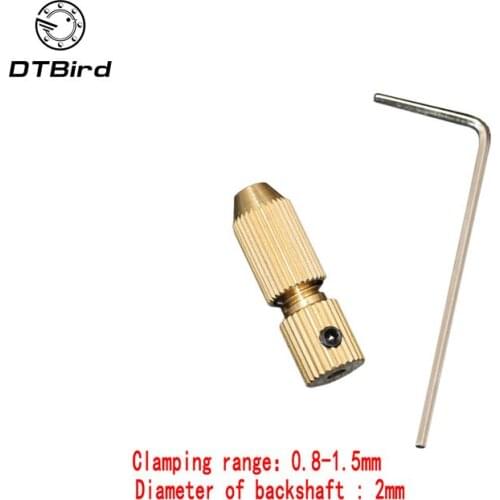 2.0mm Brass Electric Motor Shaft Clamp Fixture Chuck Mini Small For 0.8mm-1.5mm Drill Micro Drill Bit Clamp Fixture Chuck