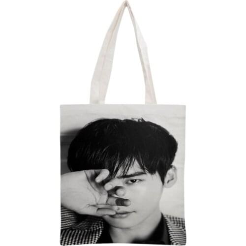 Lee Jong Suk Handbag Korea-Pop printing canvas tote bag Reusable Foldable Canvas Women Bags 30x35cm custom your image