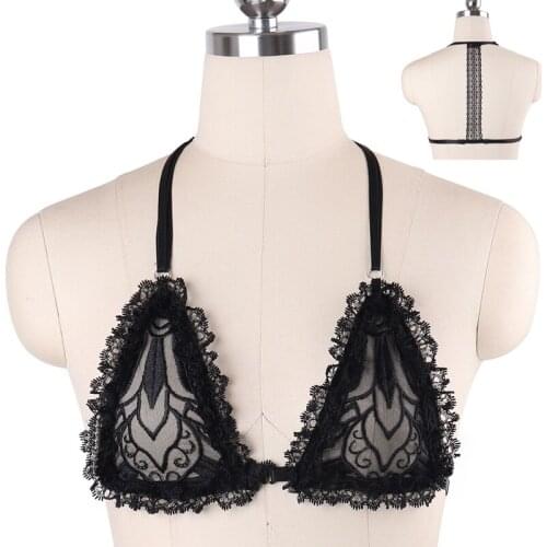 Behind Beautiful Design Sense Lace Body Cage Bra Delicate Bondage Harness Women Embroidery Body Harness Fetish Goth Rave Belt