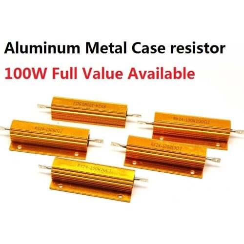 2PCS RX24-100W-0.1RJ 0.33RJ 0.5RJ 1RJ 2RJ 5% Aluminum Metal Case resistor 0.1R 0.33R 0.5R 1R 2R Wirewound High Power metal shell