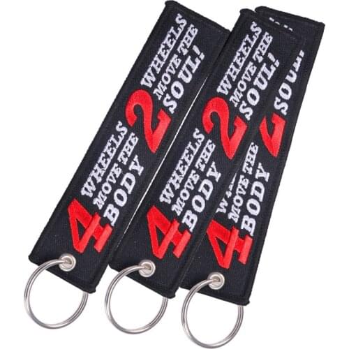 3 PCS/LOT Key Chains for Car and Motorcycle 2 Wheels Move the Soul Novelty Embroidery Key Ring Chain for Motor Bikers Gifts