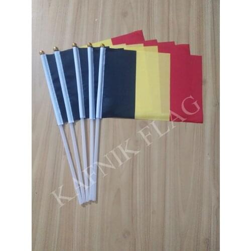 KAFNIK,5pcs Belgium hand flag with flagpole Free Shipping