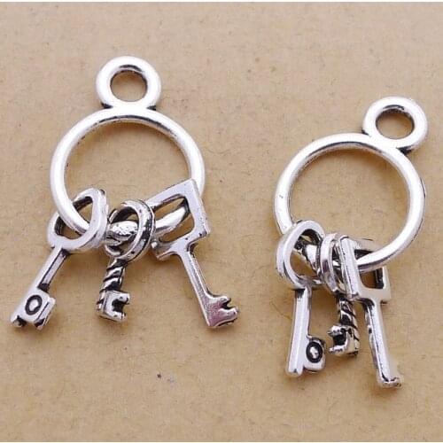 6pcs Charms bunch of keys 26*12mm Antique Tibetan Silver Pendant Findings Accessories DIY Vintage Choker Necklace