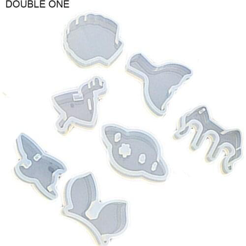 DOUBLE ONE 7PCS DIY Jewelry Making Accessories Silicone Resin Crystal Molds Craft Making Mould Decoration Tools for Pendant