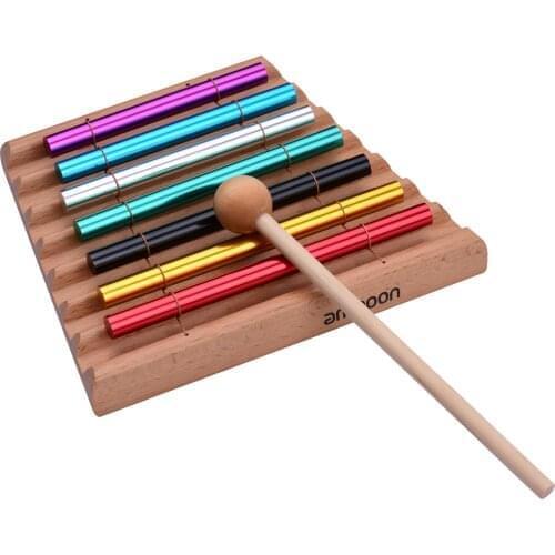 Ammoon 7-Tone Tabletop Chimes Meditation Chime Colorful Wind Bell Kids Educational Musical Toy Percussion Instrument with Mallet