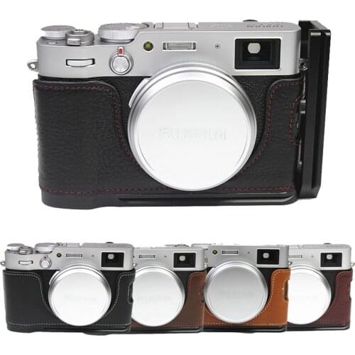 Genuine Leather Half Camera Case Grip L Bracket For FUJIFILM FUJI X100V Quick Release L Plate Base Grip Aluminum Cover