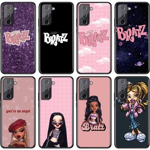 Fashion Brand Doll Bratz Luxury For Samsung Galaxy S21 S20 FE S10e S10 S9 S8 S7 S6 Ultra Plus Lite 5G Edge Black Soft Phone Case