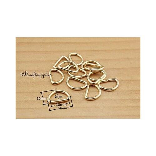 D ring d-rings purse ring Webbing Strapping light gold 10 mm 3/8 inch 40pcs P54