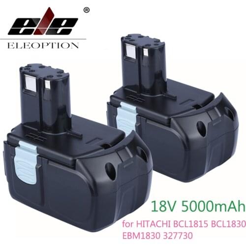 ELEOPTION 2PCS High Capacity 18V 5000mAh Li-ion Battery for HITACHI BCL1815 BCL1830 EBM1830 Rechargeable Power Tool Battey