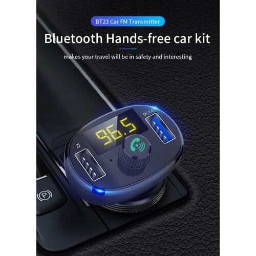 FM Transmitter with Dual USB QC3.0 Charger U disk / TF Card lossless Music Bluetooth Car Wirless Radio Adapter MP3 Music Player