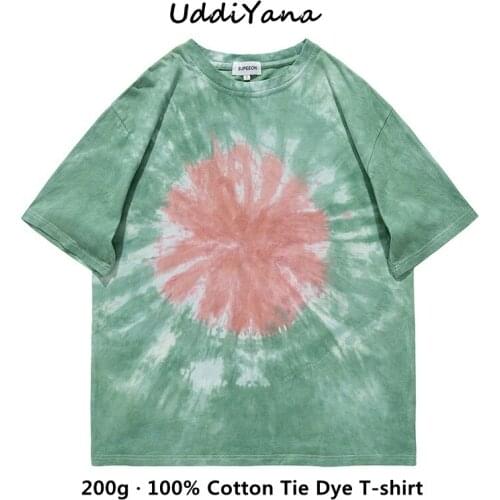 Short Sleeve 100% Cotton Tie Dye T-Shirts Oversized T-Shirt For Man Womens Tee Shirt Y2K Top Handmade Tie Dye Unisex Clothing