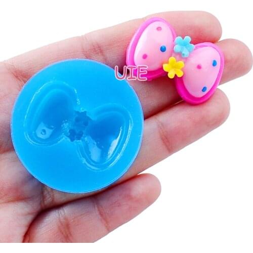 FYL287U 31.3mm x 21mm Bowknot Bow Silicone Mold Fondant Cake Decoration Candy Resin Clay Earrings Necklace Craft Soap Candle