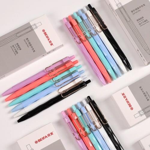 JIANWU 6pcs/set Rhombus Mirror Gel Gel Pen Set Creativity 0.5mm Black Ink Press Smooth Gel Pen Simple Writing School Supplies