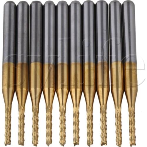 10x Titanium Coated Carbide End Mill Engraving Bits for PCB Rotary Burrs