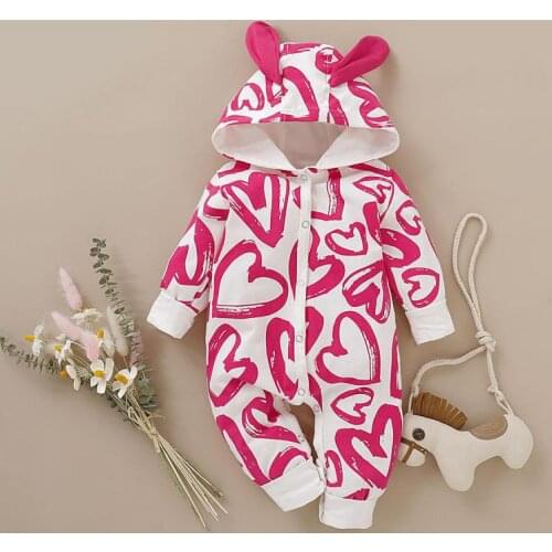 2021 Newborn Baby Spring Clothes 0-12m Baby Girls Rompers With Hooded Long Sleeve Clothing Infants Princess Overalls Costumes