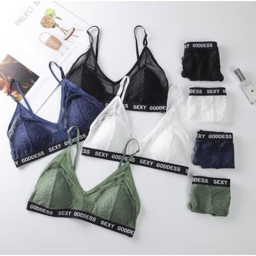 Sitonjwly Women Bra Set Lace Sexy Underwear Transparent Push-up Bra and Panties Set Female Intimates Bralette Brassiere Briefs