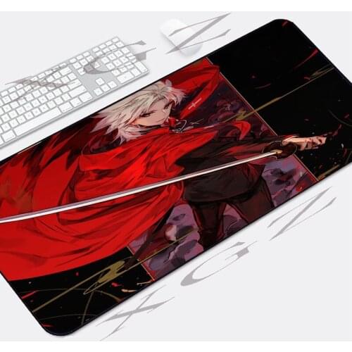 XGZ Cool Black Background Swordsman Boy Big Game Locking Edge Mouse Pad Computer Keyboard Table Mat Natural Rubber Non-slip XXL