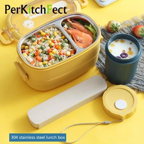 800/1550/2300ml Lunch Box Multi-layer Bento Box Stainless Steel Portable Office Food Storage Containers For Kids Microwave