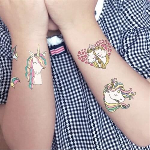 Random 10pcs Cartoon cute Animals unicorns children Temporary tattoo sticker Pattern Body Art fly horse tattoo sticker