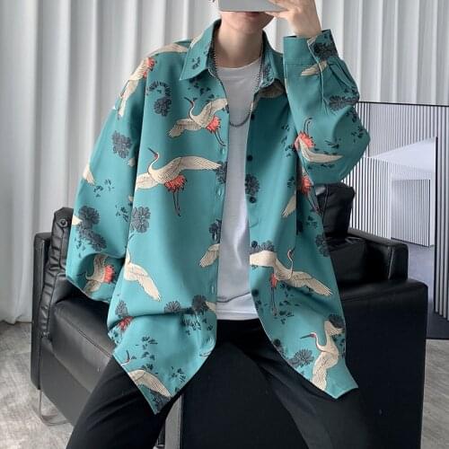 2021 Single Breasted Mens Boho Flower Print Blouse Long Sleeve Casual Shirt Masculina Beach Shirt blusas Homme Ropa Men Clothing