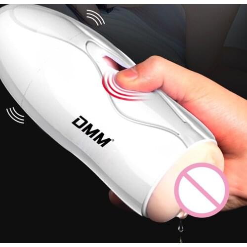 DMM Portable Soft TPE Double Hole Pussy Male Masturbator Vibrator Oral Vaginal Sex Masturbation Cup Real Vagina Sex Toys for Men