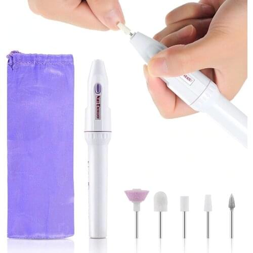 5 In 1 Professional Electric Nail Drill Kit Battery Manicure Pedicure Grinding Polishing Nail Art Sanding File Pen Tools Machine