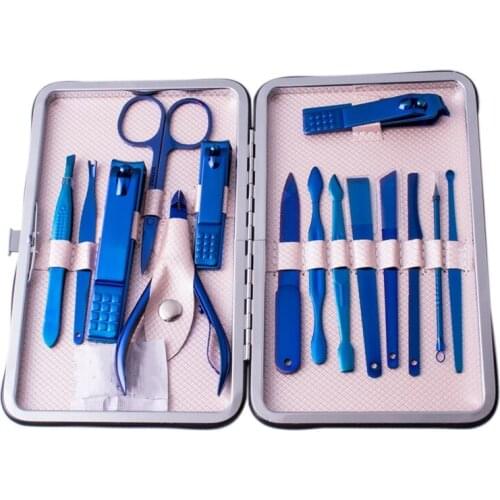 15Pcs/Set Professional Nail Clipper Kit Stainless Steel Pedicure Scissors Tweezer Knife Ear Pick Manicure Set
