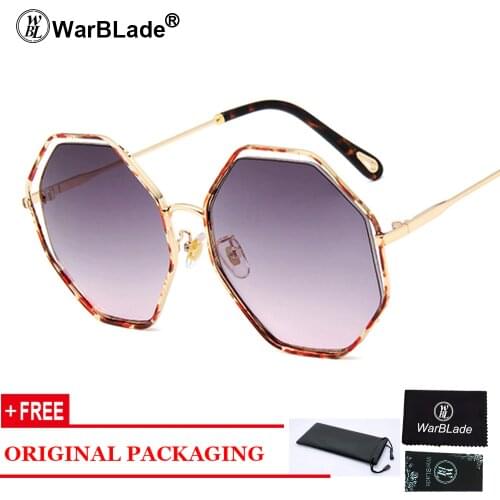 2018 New Oversize Double Colors Frame Women Square Sunglasses Fashion Pearl Effect Ladies Gradient Lens Shades UV400 WarBLade