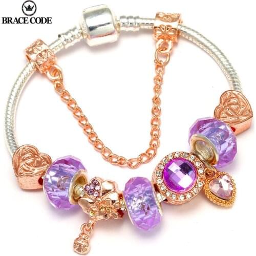 The New ttwo-color Rose Gold DIY Charm Bracelet With Beart-shaped Pendant Deads Brand braceletjewelry For Female Lovers Gift