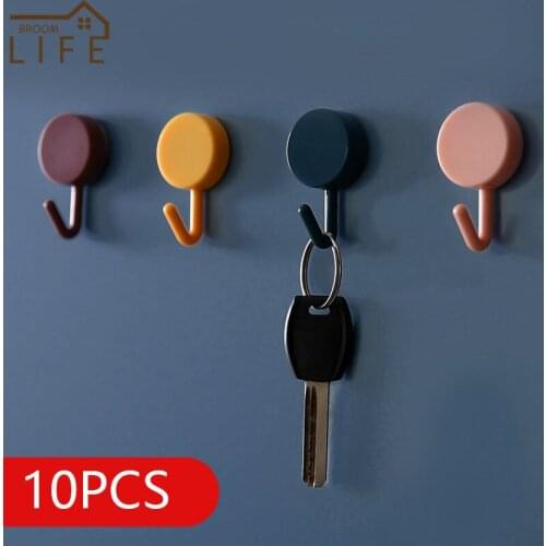 Solid Color Wall-Mounted Bedroom Clothes Hooks Bathroom Multifunction Punch-Free Powerful Double Hook Kitchen Hardware Supplies